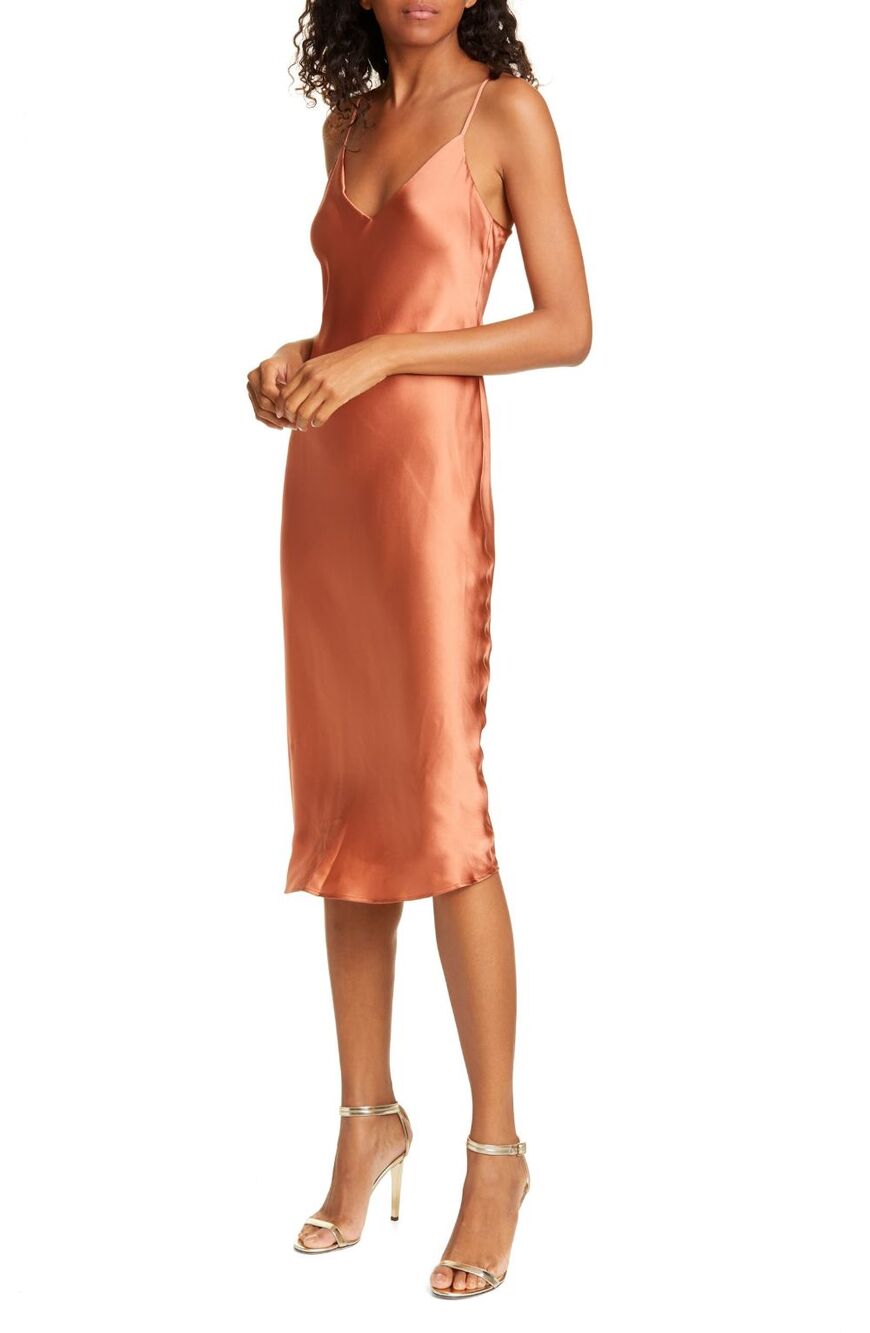 Lagence Womens Jodie Y2K Midi Silk Slip Dress 6 Bias Cut Preppy Coquette Dainty